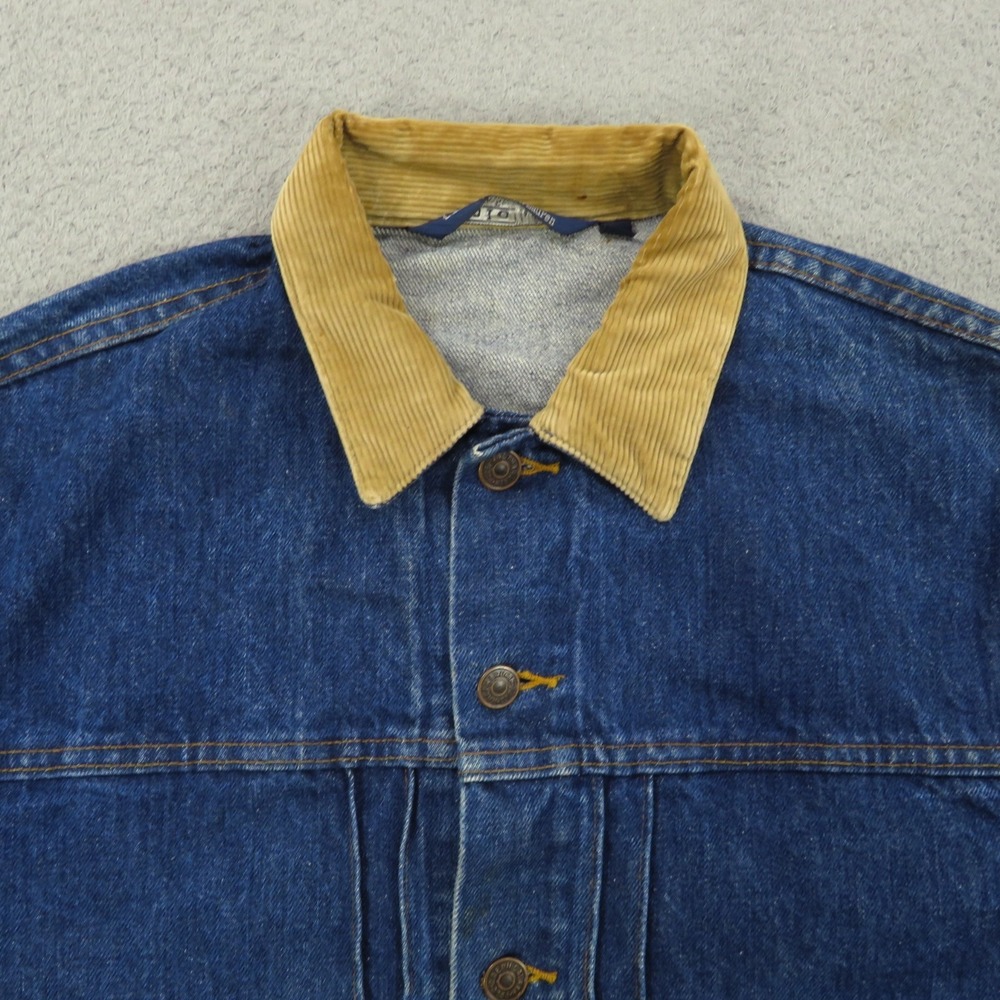 Polo Ralph Lauren Jacket Mens Small Indigo Western Corduroy Collar USA 80s Denim - Picture 9 of 16